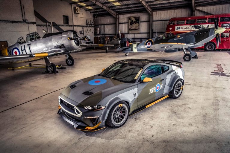 Ford Mustang and Spitfire aerial shoot. Goodwood and Beachy Head, England 9th - 11th July 2018 Photo: Drew Gibson