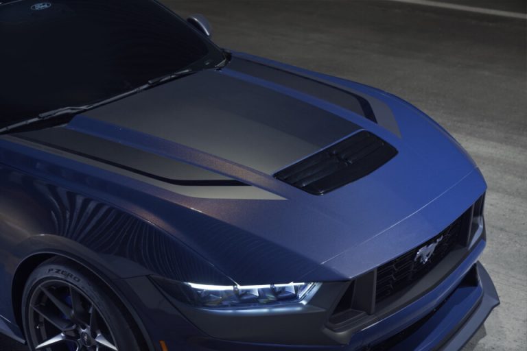 With sinister looks and a specially modified 5.0-liter V8 – the most powerful 5.0-liter V8 ever, projecting 500 horsepower – Dark Horse expands the Mustang lineup and sets a new benchmark for American street and track performance that could only come in a Mustang. Pre-production vehicles shown.